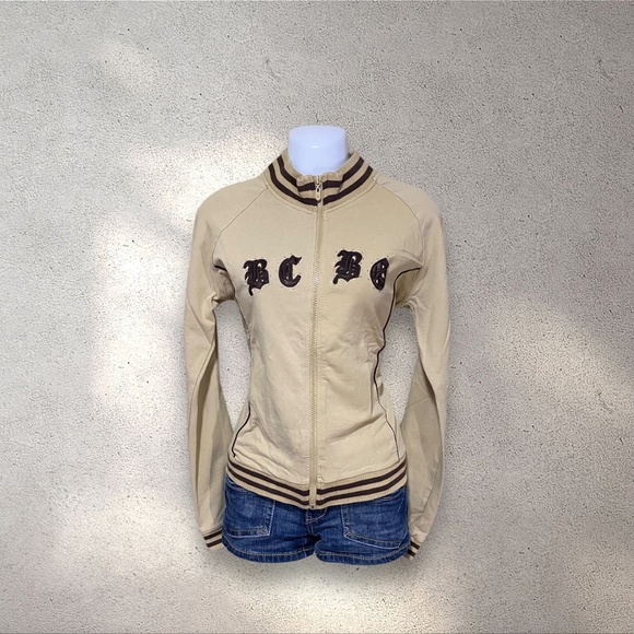 BCBG Jackets & Blazers - BCBG Tan & Brown Two Way Zip Jacket